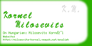 kornel milosevits business card